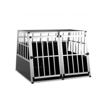 Cusca/cutie transport caini XXL, Negru/Argintiu, 97 x 90 x 70 cm