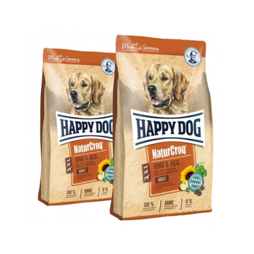 HAPPY DOG NaturCroq Hrana uscata pentru caini, cu vita si orez 30 kg (2 x 15 kg)