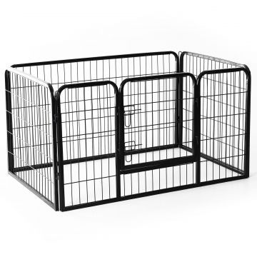 Gard Modular pentru Animale de Companie Pliabil, cu 4 carlige, Negru 125x80x70cm PawHut | Aosom RO