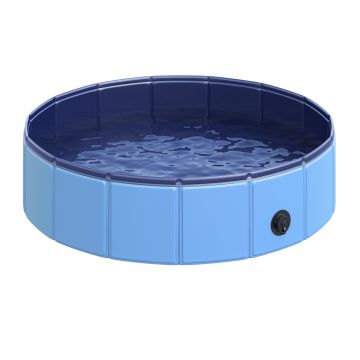 PawHut Piscina pentru Animale Domestice Pliabilă din PVC Albastră Ø80x20cm | Aosom.ro