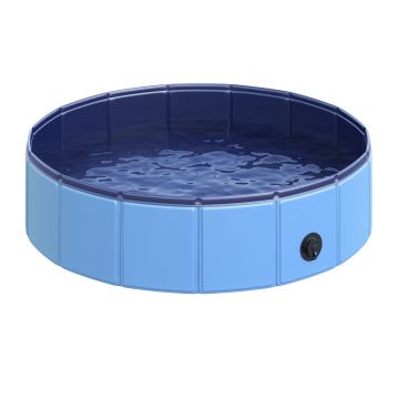 PawHut Piscină Pliabilă pentru Animale Domestice PVC Albastră Ø80x20cm | Aosom Romania