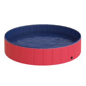 PawHut Piscină Pliabilă pentru Câini, Material Durabil PVC, Roșu, 140x30cm | Aosom Romania