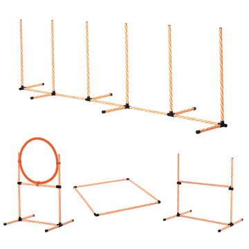 PawHut Set de Antrenament pentru Câini Nivel Începători, Echipament Dresaj din ABS/PE/PVC, Portocaliu, Ușor de Asamblat | Aosom Romania