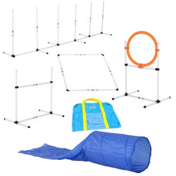 PawHut Set Complet pentru Dresajul Câinilor, Include Geantă de Antrenament și 5 Piese, Ideal pentru Agilitate, Ø60 x 300 cm | Aosom Romania ieftin