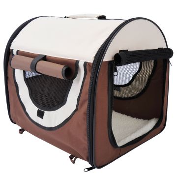 PawHut Transportor Câini și Pisici Pliabil,Culoarea cafelei, 46x36x41cm