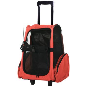 PawHut Trolley ghiozdan 2 in 1 pentru mici animale domestice, Roșu, 35x27x49cm | Aosom Ro