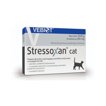 VEBIOT Stressoxan cat 30 tab. suplimente pentru ameliorarea stresului, pentru pisici