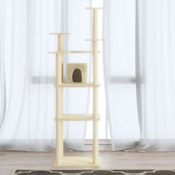 vidaXL Ansamblu pisici cu stâlpi din funie de sisal, crem, 171 cm