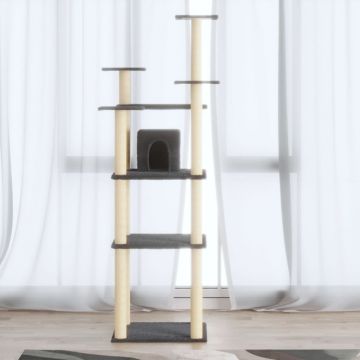 vidaXL Ansamblu pisici, stâlpi din funie sisal, gri închis, 171 cm