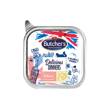 BUTCHER'S Classic Delicious Dinner Cat Hrana umeda pentru pisici adulte, cu somon si marar in sos 100 g