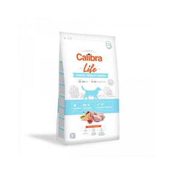 CALIBRA Dog Life Junior Medium Breed Chicken hrana uscata pentru caini juniori de talie medie 12 kg