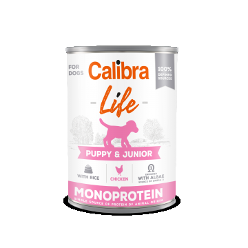 Calibra Dog Life Puppy & Junior, Chicken & Rice 400 g, conserva