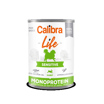 Calibra Dog Life Sensitive Rabbit 400 g, conserva ieftina