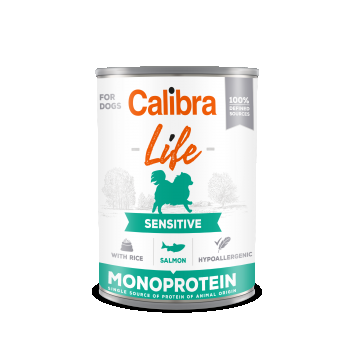 Calibra Dog Life Sensitive Salmon with Rice 400 g, conserva