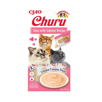 INABA Churu Cat Recompensa pentru pisici, piure cu ton si somon 56 g