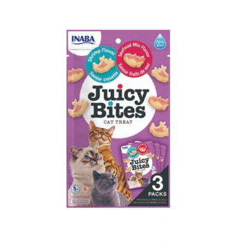 INABA Juicy Bites Recompense pentru pisici, cu creveti si fructe de mare 33,9 g (3x11,3 g)