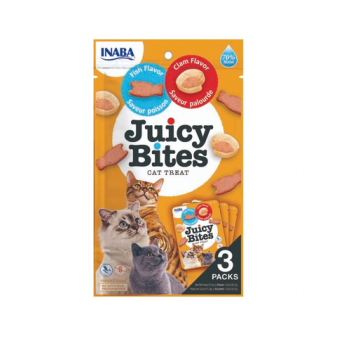 INABA Juicy Bites Recompense umede pentru pisici, cu peste si crustacee 33,9 g (3x11,3 g)