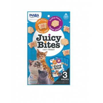 INABA Juicy Bites Recompense umede pentru pisici, cu scoici si crab 33,9 g (3x11,3 g)