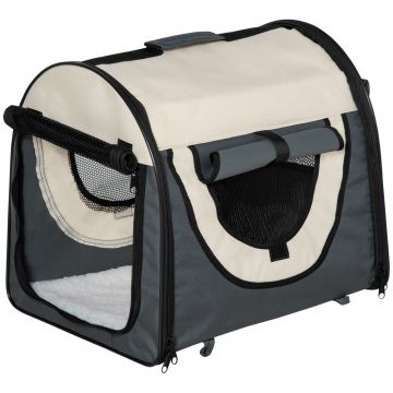 PawHut Transportor penru câinipliabil, gri, 46x36x41cm