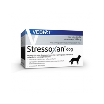 VEBIOT Stressoxan dog Supliment alimentar pentru catei si caini adulti, pentru reducerea stresului 60 tab.