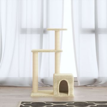 vidaXL Ansamblu pisici cu stâlpi din funie de sisal, crem, 71 cm