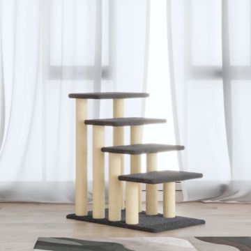vidaXL Ansamblu pisici cu stâlpi din funie de sisal, gri închis, 63 cm