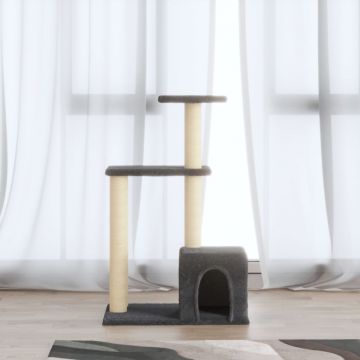 vidaXL Ansamblu pisici cu stâlpi din funie de sisal, gri închis, 71 cm