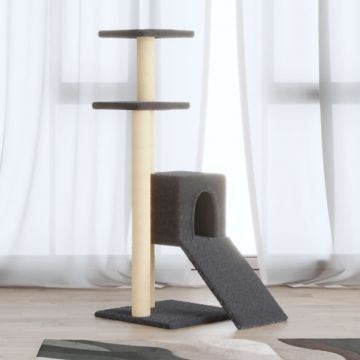 vidaXL Ansamblu pisici cu stâlpi din funie de sisal, gri închis, 92 cm