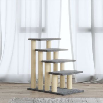 vidaXL Ansamblu pisici, stâlpi din funie sisal, gri deschis, 63 cm