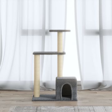 vidaXL Ansamblu pisici, stâlpi din funie sisal, gri deschis, 71 cm