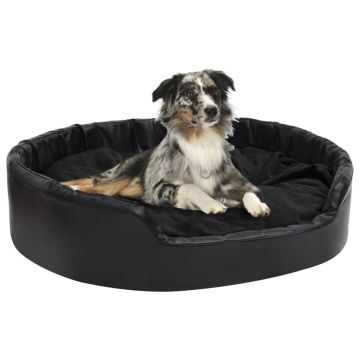 vidaXL Pat pentru câini, negru, 99x89x21 cm, pluș/piele ecologică