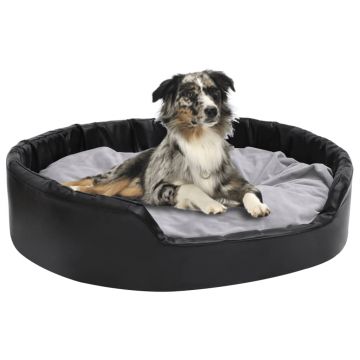 vidaXL Pat pentru câini, negru/gri, 99x89x21 cm, pluș/piele ecologică
