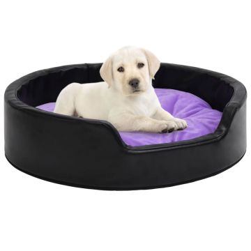 vidaXL Pat pentru câini, negru/mov, 69x59x19 cm, pluș/piele ecologică