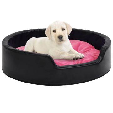 vidaXL Pat pentru câini, negru/roz, 99x89x21 cm, pluș/piele ecologică