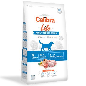 Calibra Dog Life Adult Medium Breed Chicken, 12 kg la reducere
