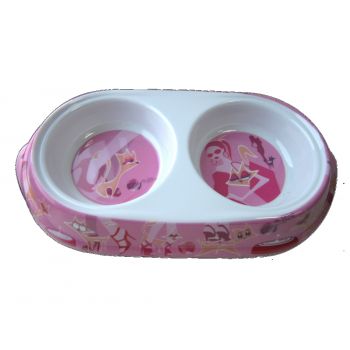 Castron din melamina pentru pisici Glamour Pink 2 X 150 ml