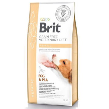 BRIT Veterinary Diets Dog Hepatic Dieta veterinara pentru caini adulti cu insuficienta hepatica, mazare si oua 12 kg