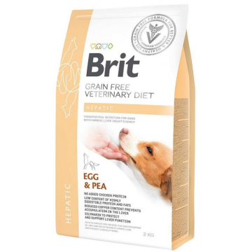 BRIT Veterinary Diets Dog Hepatic Dieta veterinara pentru caini adulti cu insuficienta hepatica, mazare si oua 2 kg