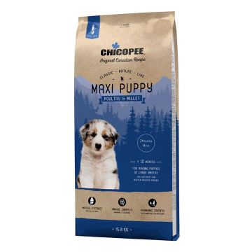 Hrana Uscata Caini Super-premium Chicopee Classic Nature Line Maxi Puppy Poultry & Millet, 15 kg