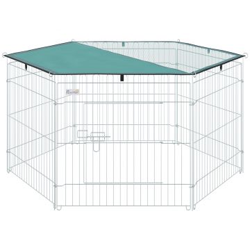 PawHut Țarc Modular Animale Ușă Acces Acoperiș Impermeabil Pliabil, Φ120x60 cm | Aosom Romania