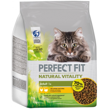 PERFECT FIT Natural Vitality Hrana uscata pentru pisici adulte, cu pui si curcan 3 x 2,4 kg