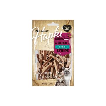 RECOMPENSE PENTRU PISICI SNACK HAPKI STRIPS RATA&COD 85G