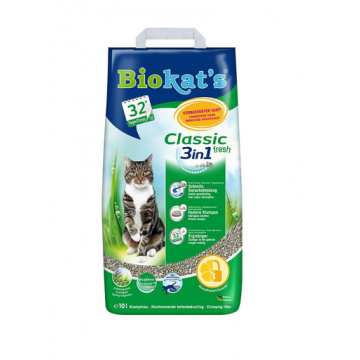 BIOKAT'S Classic 3in1 Fresh 10 L nisip pentru litiera, din bentonita cu miros de iarba
