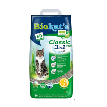 BIOKAT'S Classic 3in1 Fresh 18 L nisip pentru litiera, din bentonita cu miros de iarba