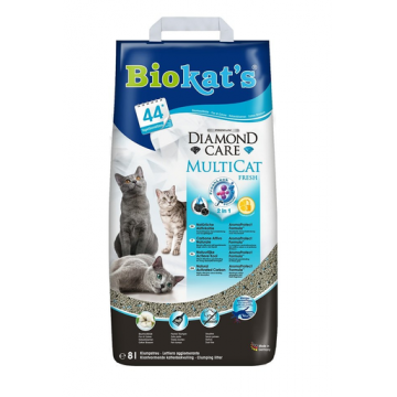 BIOKAT'S Diamond Care Multicat Fresh 8 L nisip pentru pisici, din bentonita