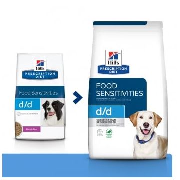HILL'S Prescription Diet d/d Food Sensitivities, Rață cu Orez, dietă veterinară câini, hrană uscată, piele & blana, sistem digestiv, 1.5kg