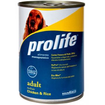 Hrana Umeda Pentru Caini Premium Prolife Dog Adult Medium Pui Si Orez 400 G