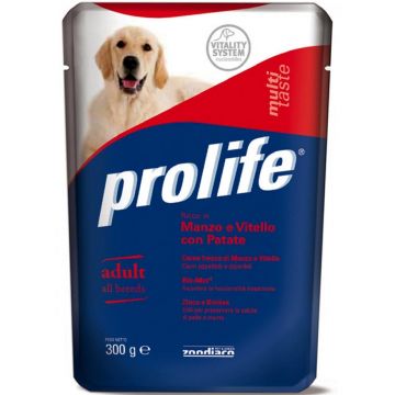 Hrana Umeda Pentru Caini Premium Prolife Dog Adult Vita/vitel/cartof Plic 300 Gr (5+1)