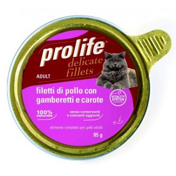 Hrana Umeda Pentru Pisici Premium Prolife Adult File Pui & Creveti Cv 85 Gr