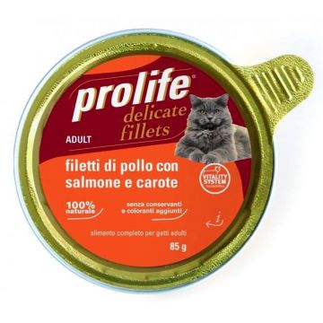Hrana Umeda Pentru Pisici Premium Prolife Adult File Pui & Somon & Morcovi Cv 85 Gr